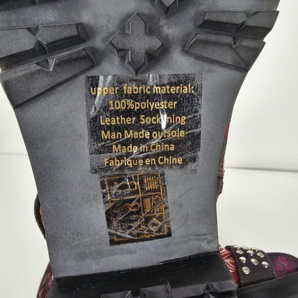 NWB JEFFREY CAMPBELL SLAM-2ST Red Grey Floral Silver Studded Buckle Boots Sz 6M - Picture 15 of 16